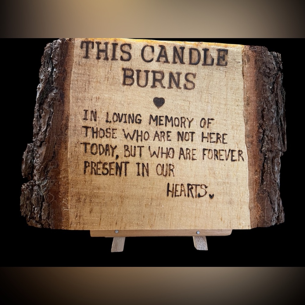 Hand Carved Rustic Wooden Memorial Plaque - Forever Present in Our Hearts